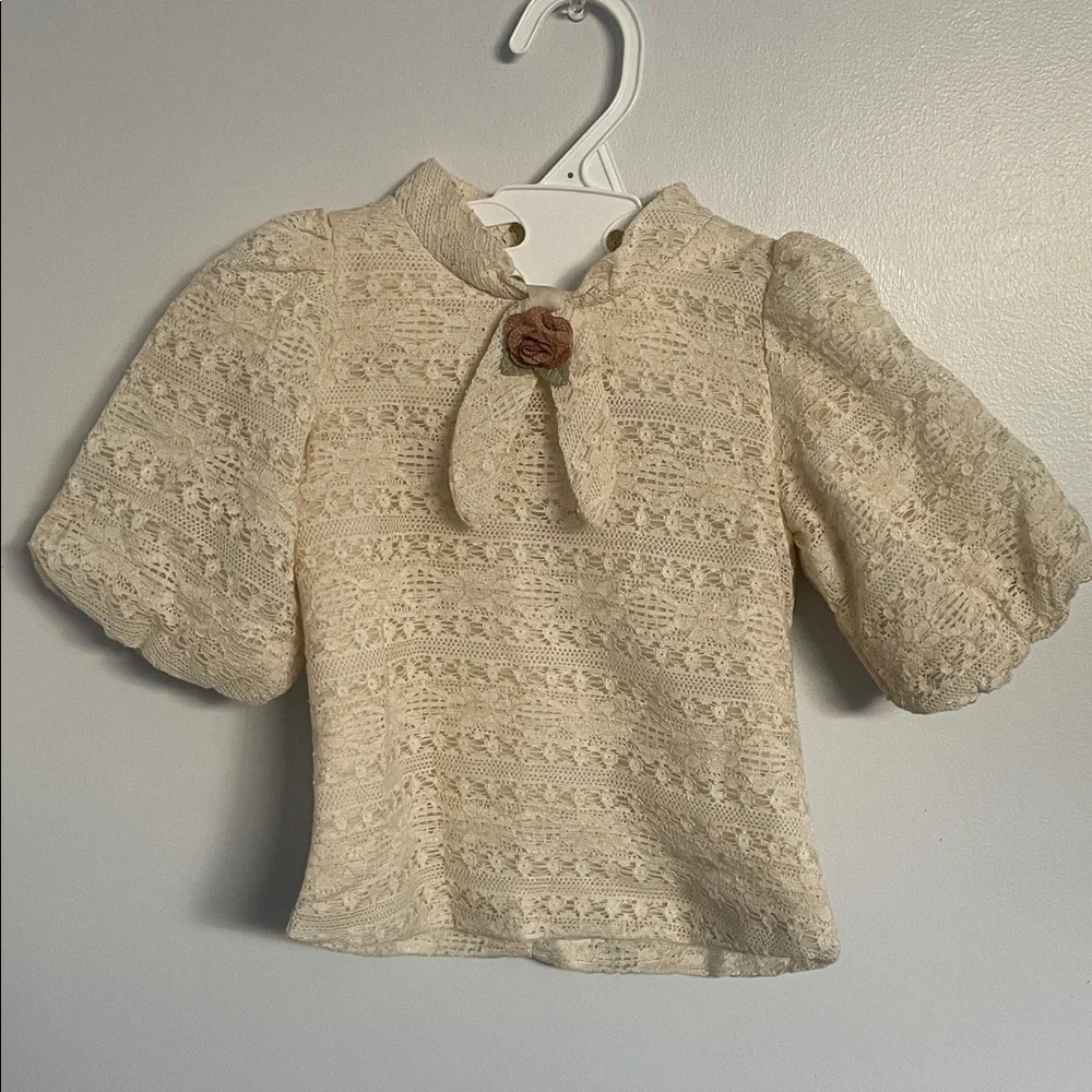 Baby girl 12 months Cream Lace Top with Floral Skirt